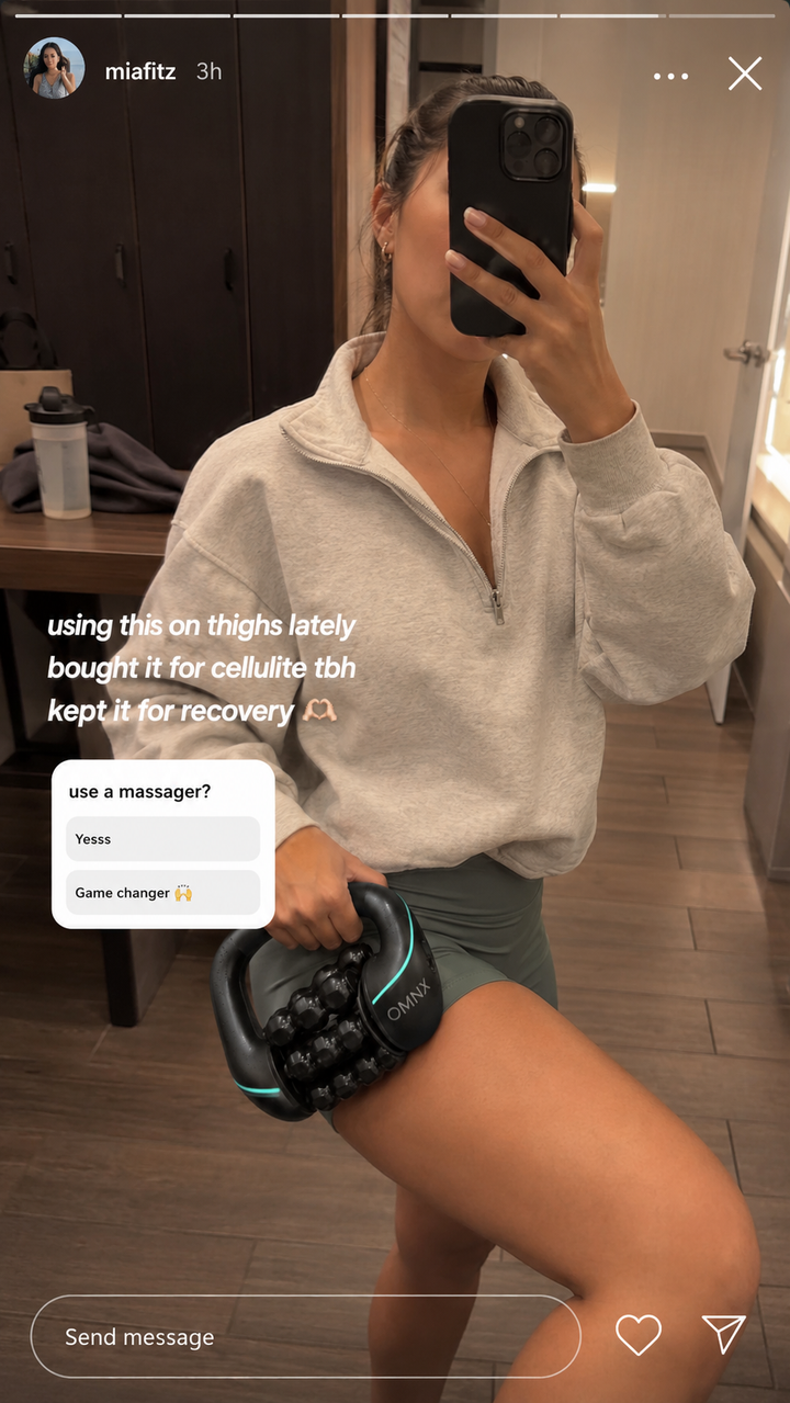 Hand holding the device