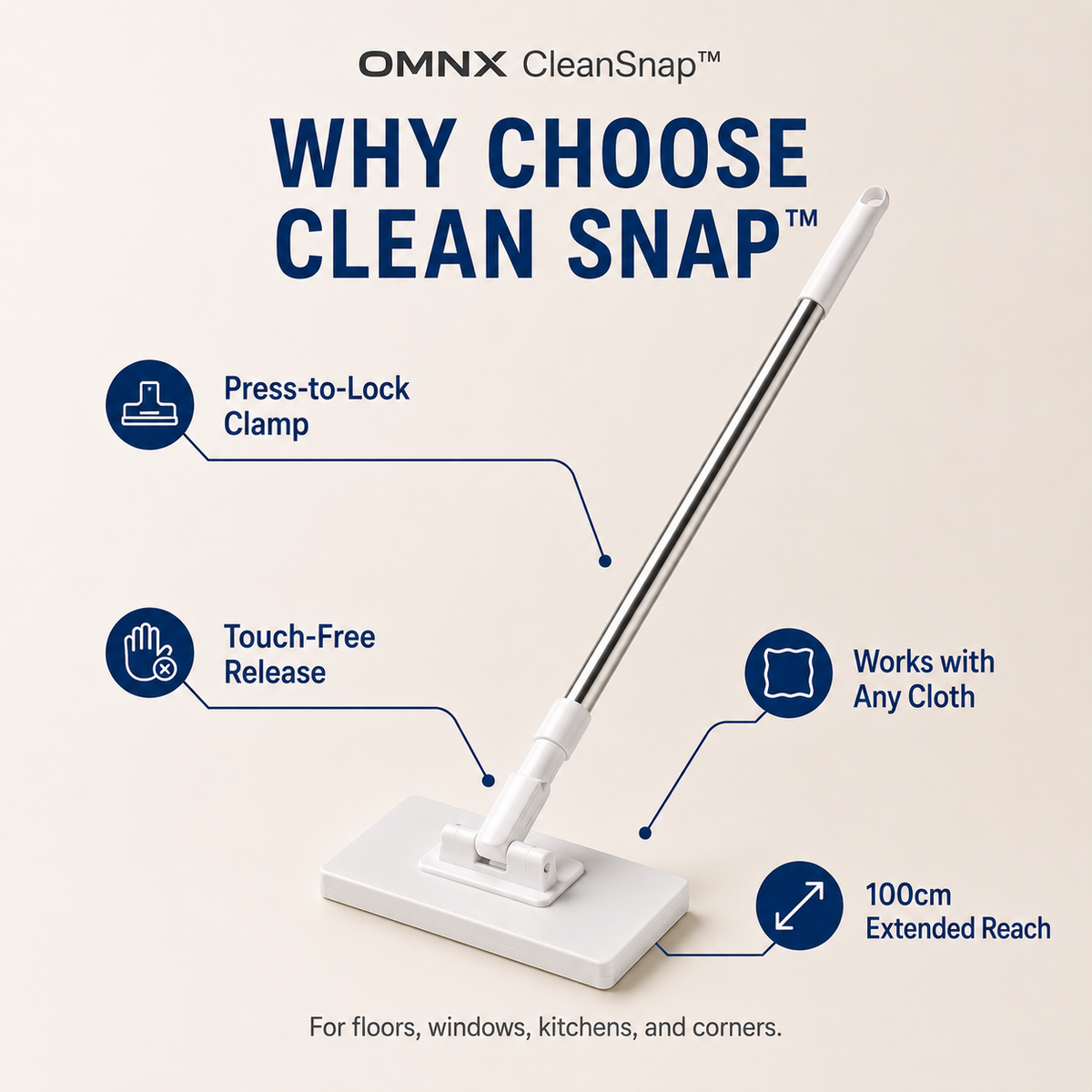 Reaching up to clean kitchen cabinets + walls