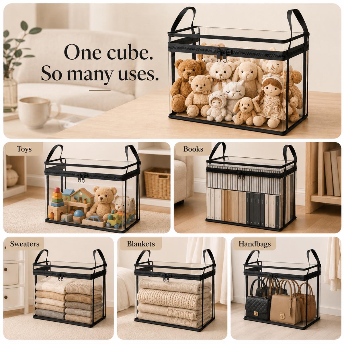 ClearCube in adult closet with sweaters