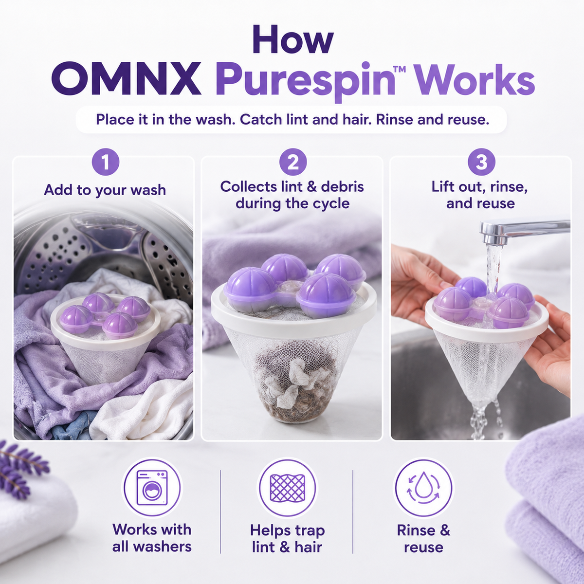 The solution — PureSpin floating in clean wash water