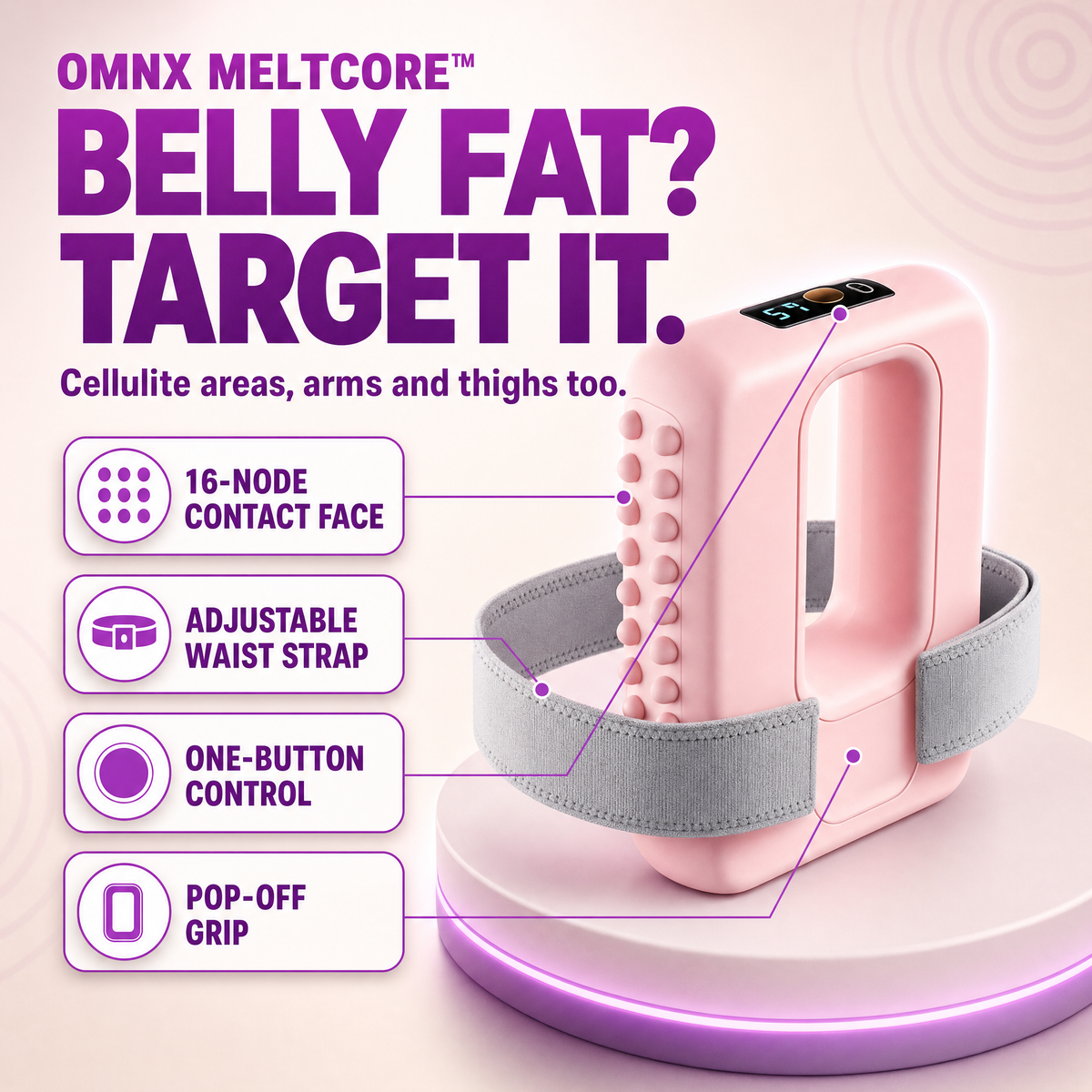 MeltCore node face — 16 contoured silicone nodes