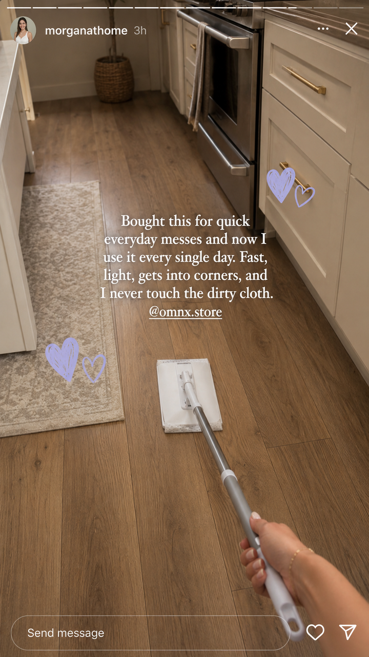 Tall: snap-attach demo + first mop stroke