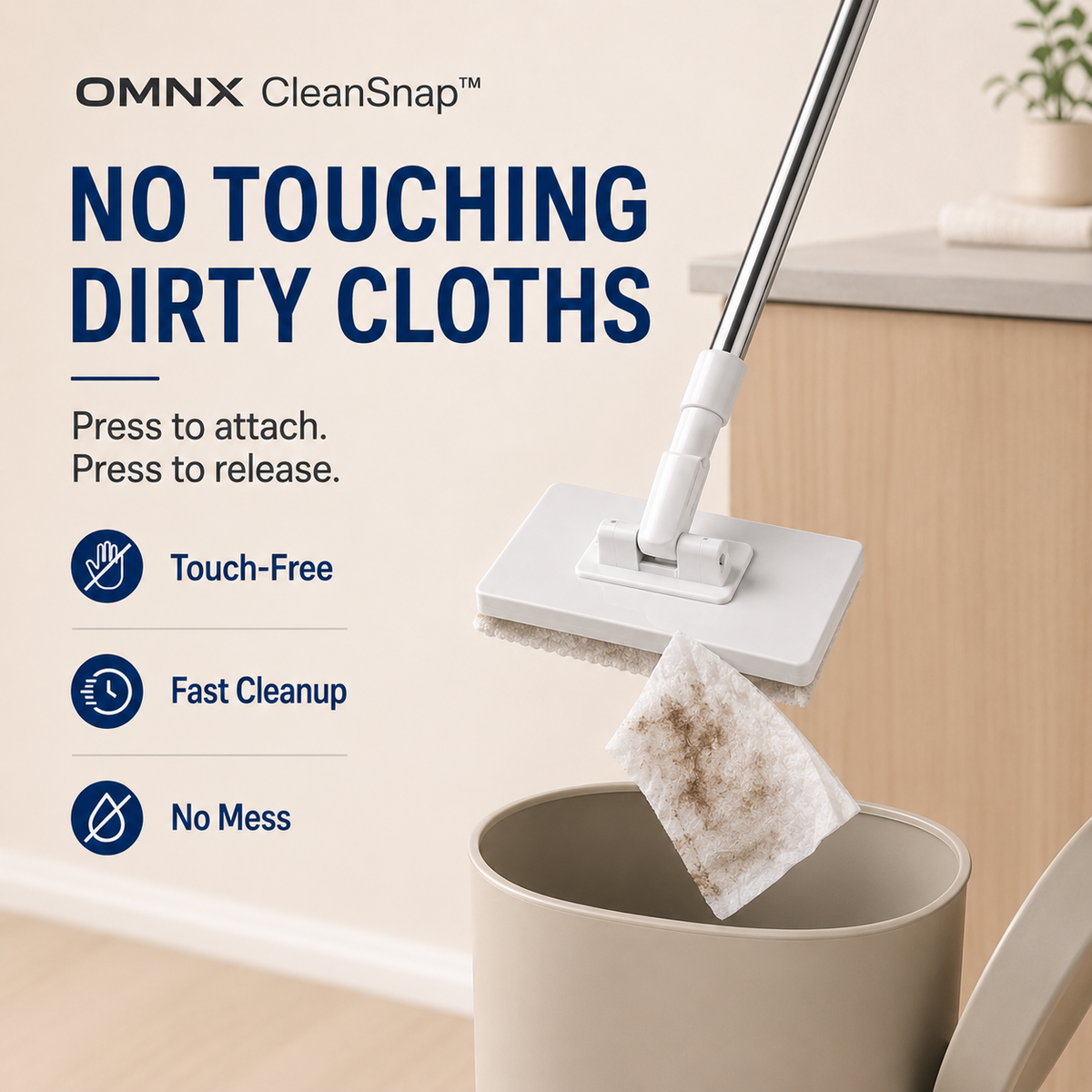 Mopping a kitchen floor with a regular dish towel
