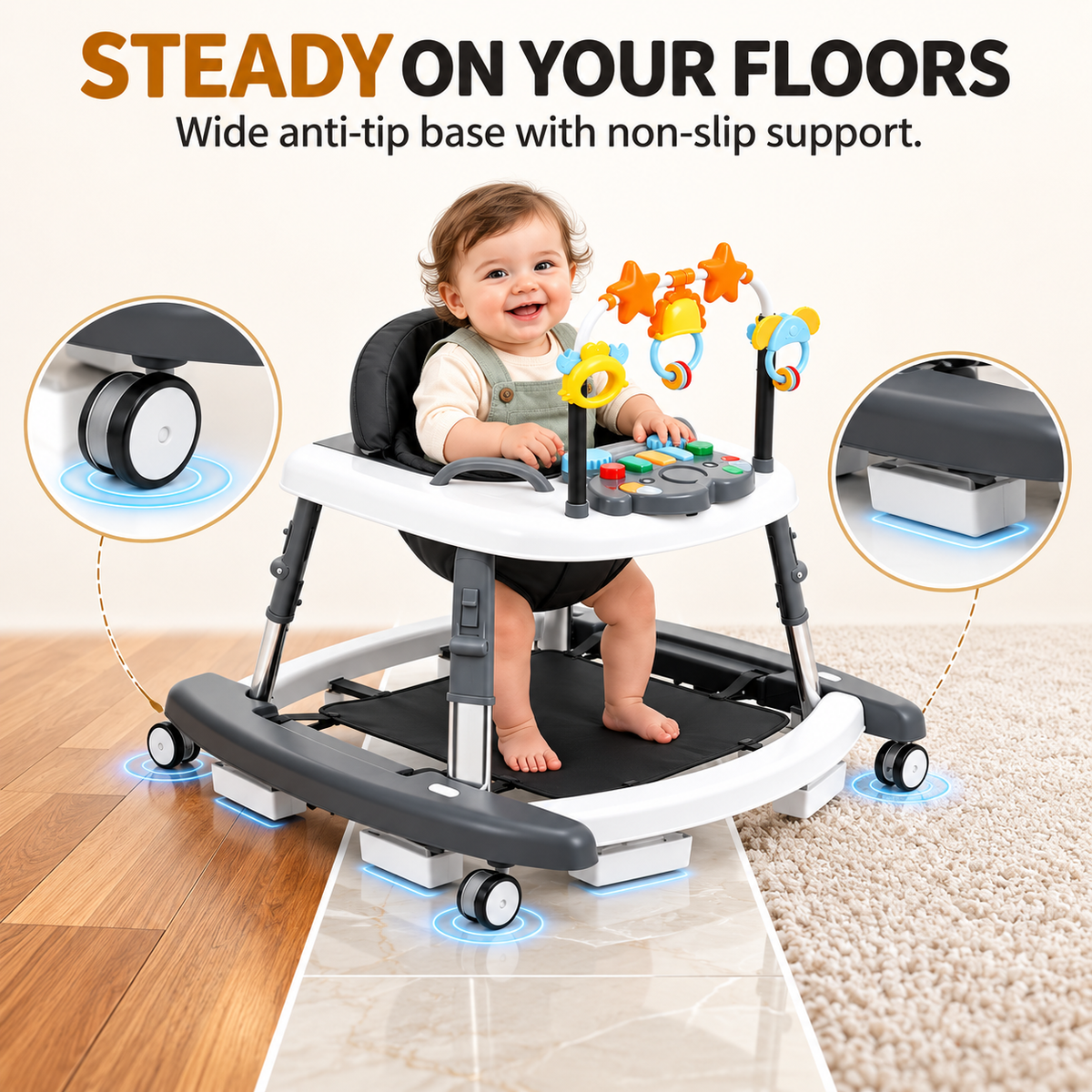 Jump mode — baby actively bouncing