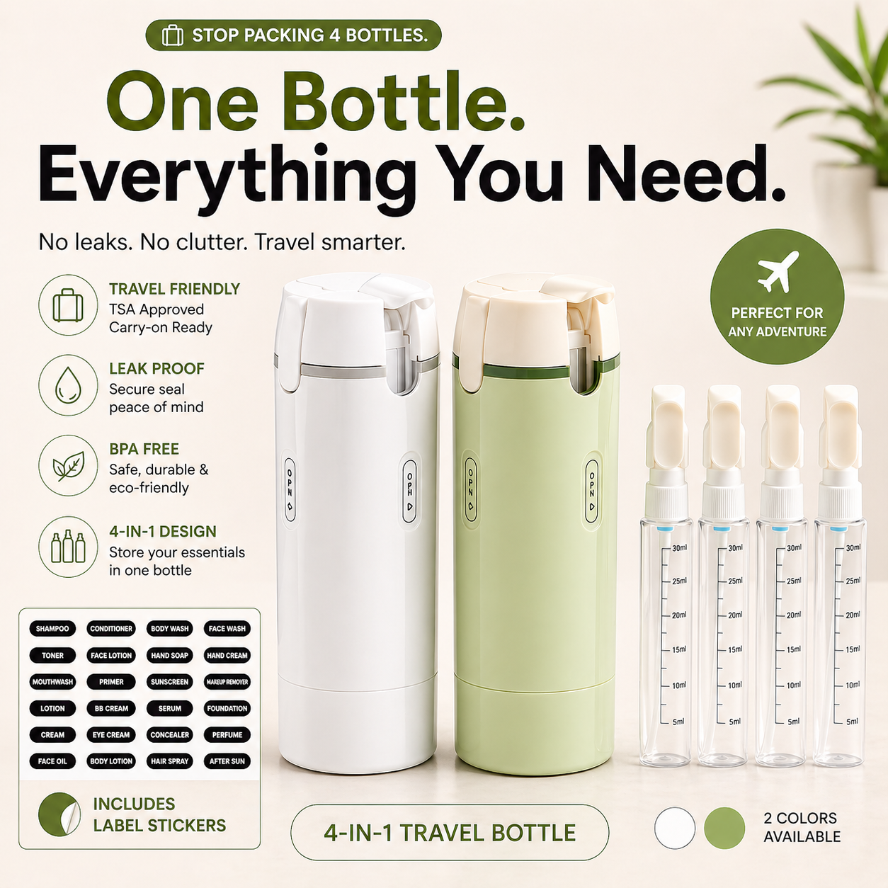 OMNX 4-in-1 Leak-Proof Travel Dispenser