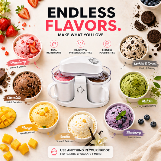 OMNX DualScoop™ — Make 2 Flavors at Once, No Pre-Freezing, Ready in 15 Minutes