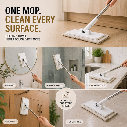 Mop That Clips to Any Towel - Never Touch a Dirty Cloth Again