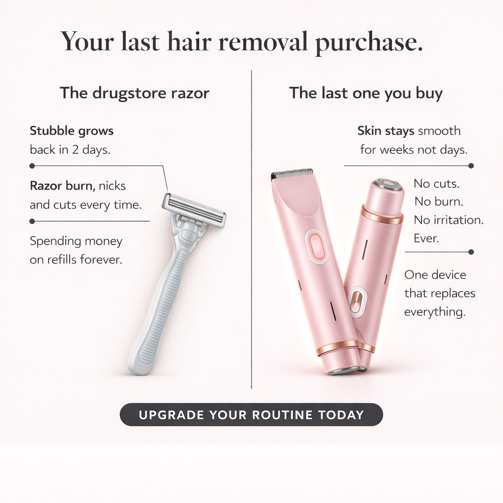 OMNX Silk Duo | 2-in-1 Hair Remover & Shaver — Legs, Underarms, Face & Bikini Line. Smooth for Weeks.