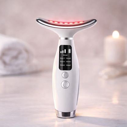 7 in 1 Colors LED Light Therapy Face & Neck Massager – 3 Gears Adjustable Gentle Vibration, Anti-Wrinkle Skin Tightening Lifting
