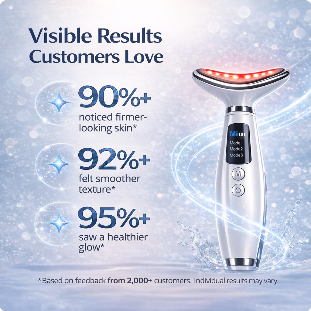 7 in 1 Colors LED Light Therapy Face & Neck Massager – 3 Gears Adjustable Gentle Vibration, Anti-Wrinkle Skin Tightening Lifting
