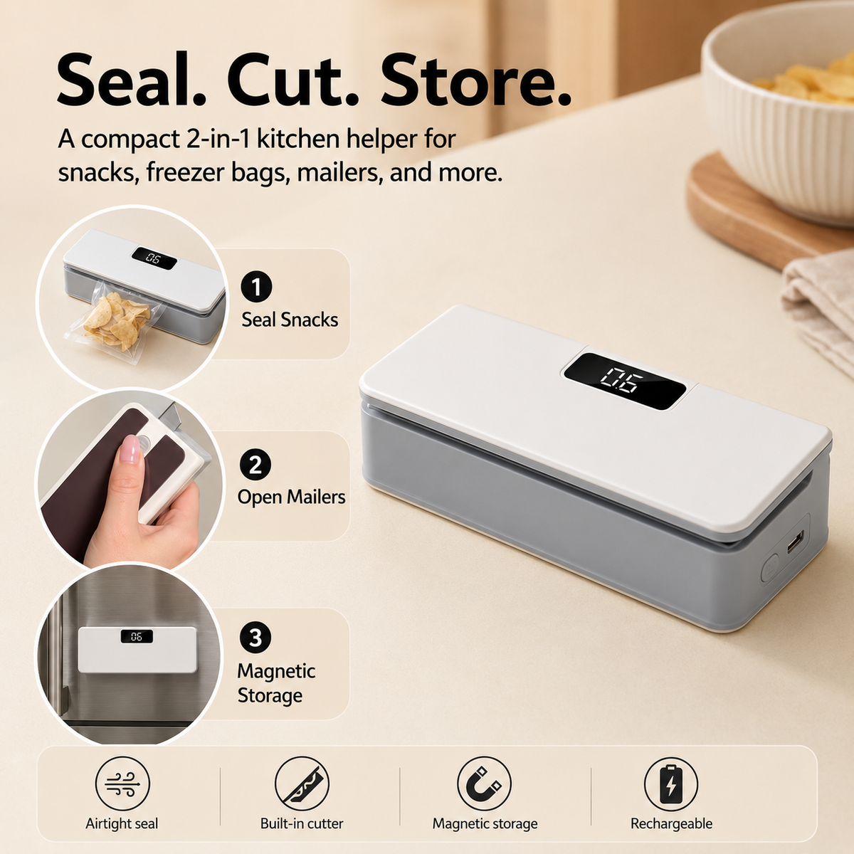 Built-in razor cutter detail