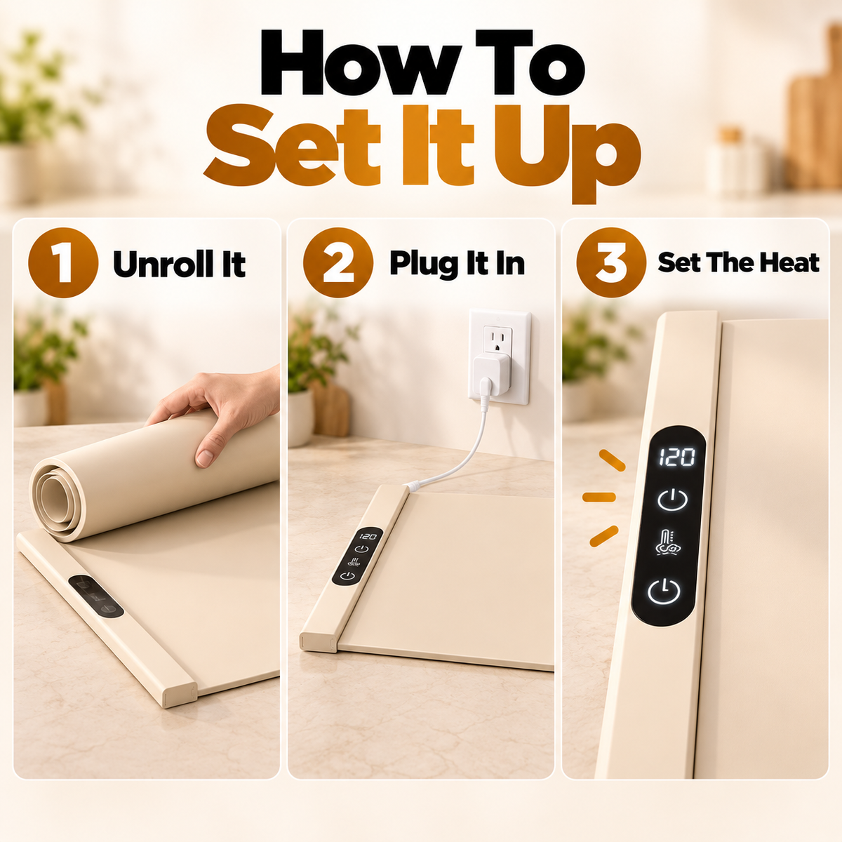 Rolled mat sliding into a kitchen drawer