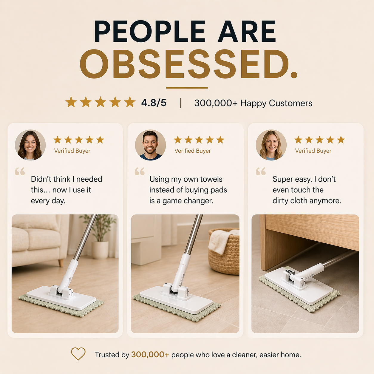 Mop That Clips to Any Towel - Never Touch a Dirty Cloth Again
