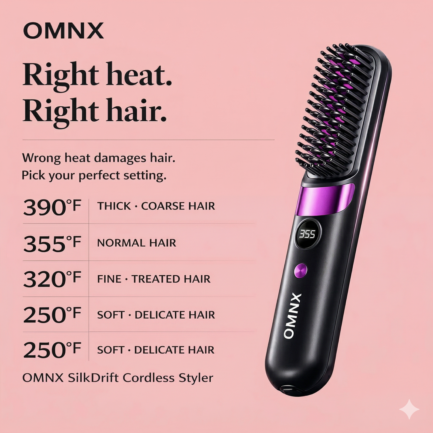 OMNX SilkDrift Ionic Anti-Frizz Cordless Styler