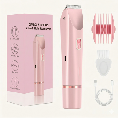 OMNX Silk Duo | 2-in-1 Hair Remover & Shaver — Legs, Underarms, Face & Bikini Line. Smooth for Weeks.