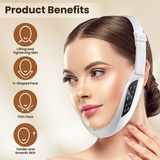 V-Contour EMS Facial Sculpting Device – Reduce Double Chin, Define Jawline & Tighten Skin