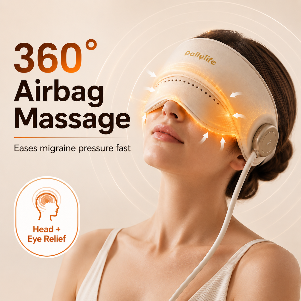 2-in-1 split — eye mask mode + head massager mode