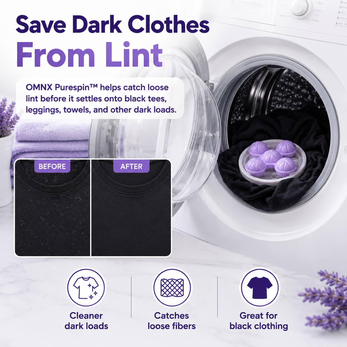 The problem — dirty wash water and lint on a black shirt