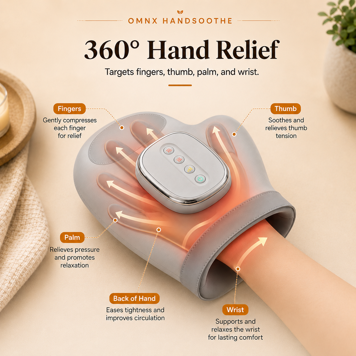 Woman using HandSoothe at home