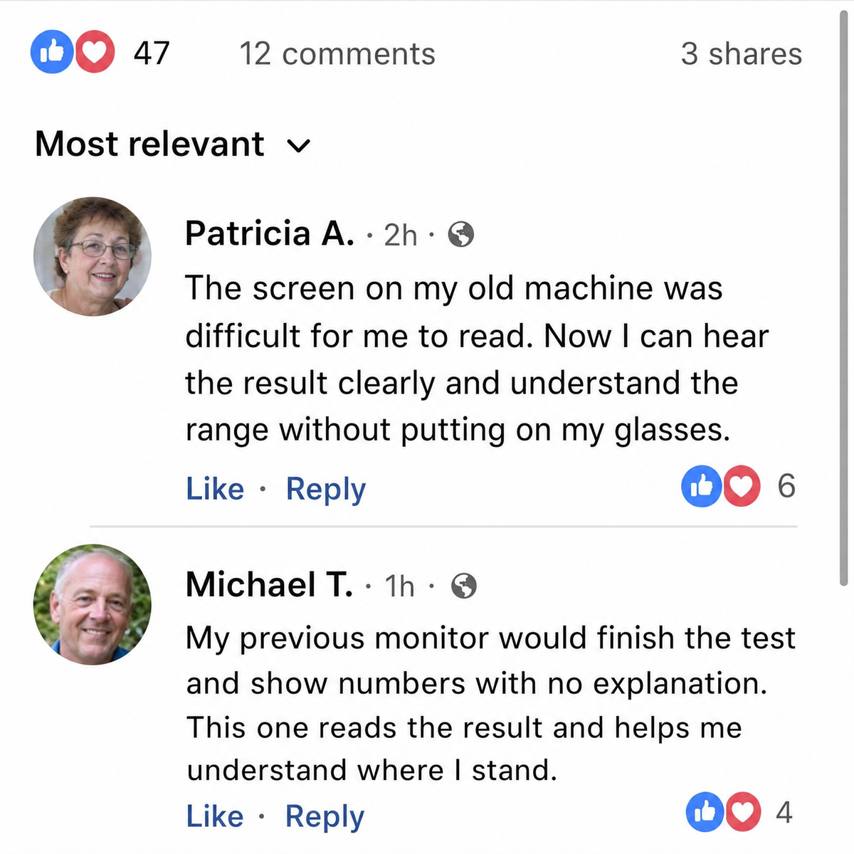 Listening to the spoken result instead of reading the screen